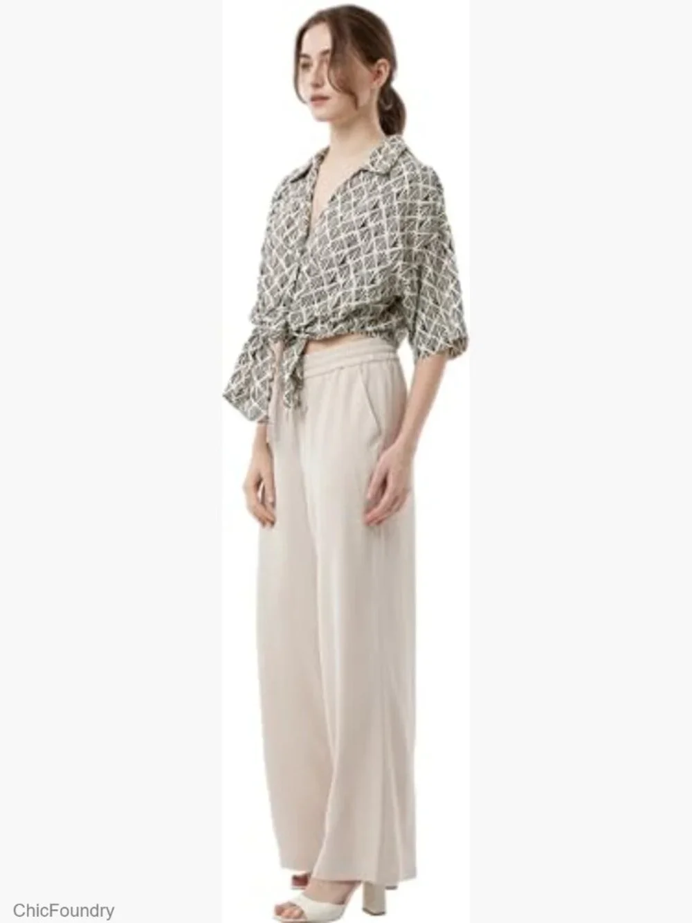 Lightweight Crinkle Palazzo Pants with Adjustable Strap - Picture 3 of 7